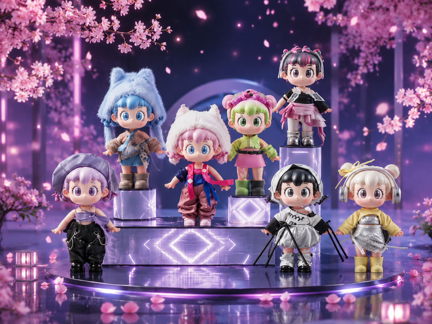 盲盒公仔系列组合展示